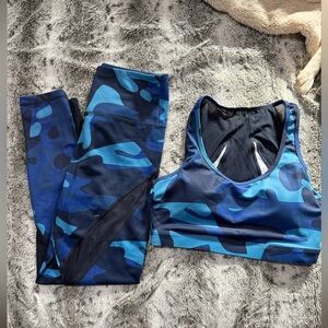 ZYIA Blue Camouflage Sports Bra and Leggings Set